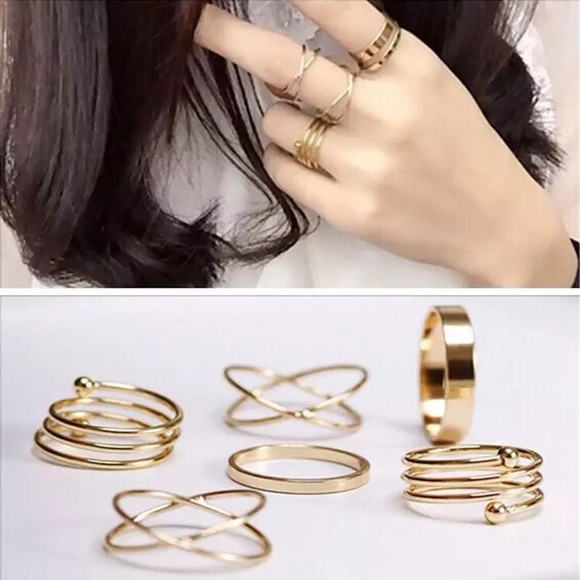 ⚡️NEW⚡️Silver Tone 6 Ring Set - Picture 2 of 4